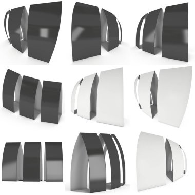 Siyah kağıt katlanmış kart. 3D render.