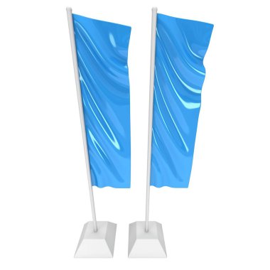 Bayrak mavi Expo afiş standı. 3D