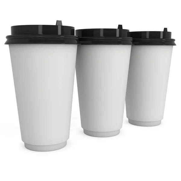 Copos de café descartáveis. Caneca de papel em branco — Fotografia de Stock