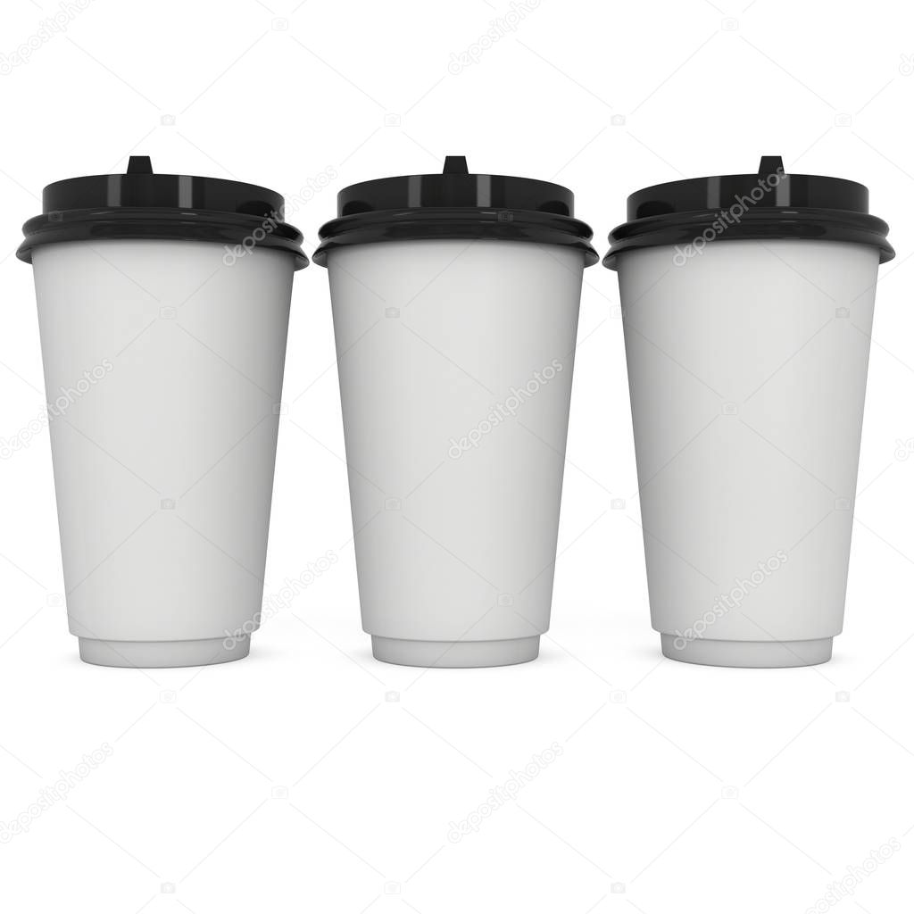 Disposable coffee cups. Blank paper mug