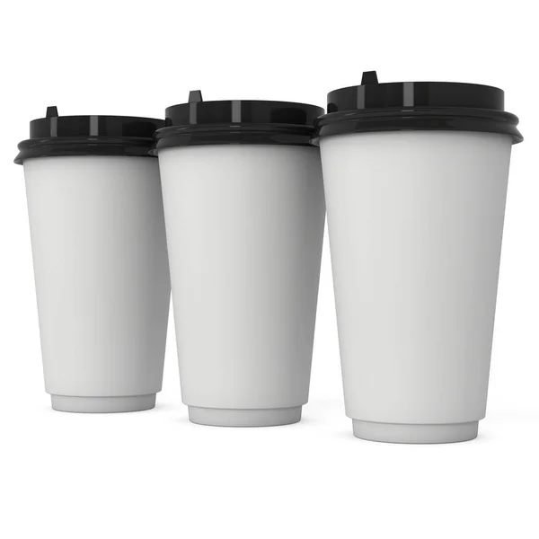 Copos de café descartáveis. Caneca de papel em branco — Fotografia de Stock