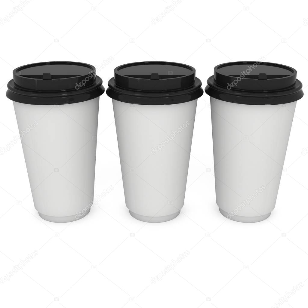 Disposable coffee cups. Blank paper mug