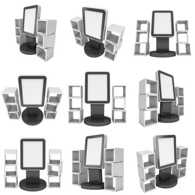 LCD ekran stand ve kutuları görüntüler
