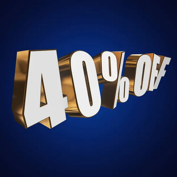 40 por ciento de descuento en letras 3d sobre fondo azul — Foto de Stock