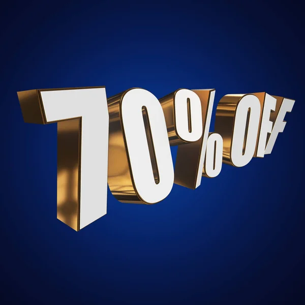 70 percent off 3d letters on blue background — Stock Photo, Image