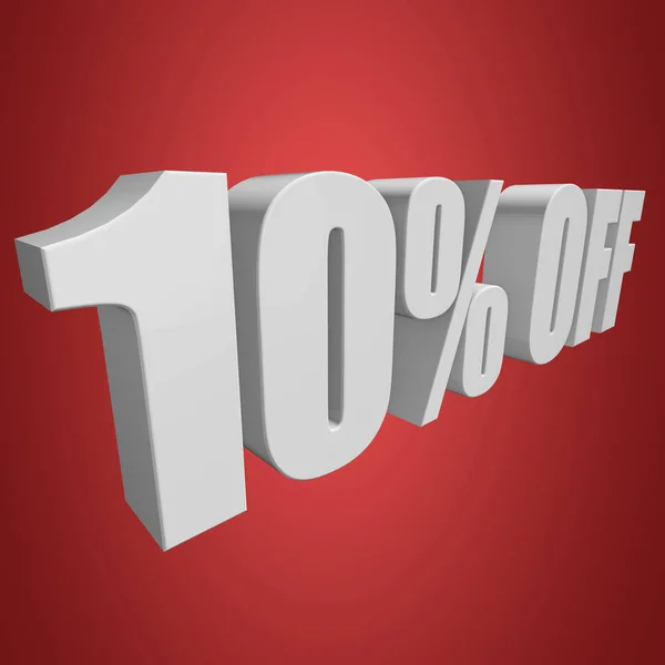 10 percent off 3d letters on red background — Stock Photo, Image