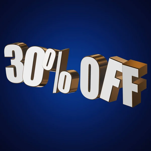 30 por cento fora de letras 3d no fundo azul — Fotografia de Stock