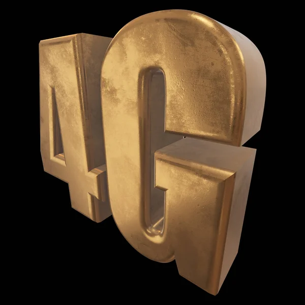 3D золото 4G иконка на черном — стоковое фото