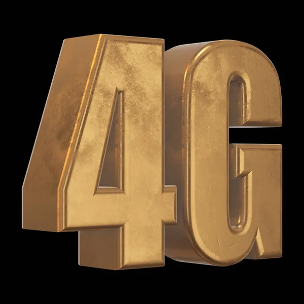 3D золота піктограма 4G на чорному — стокове фото