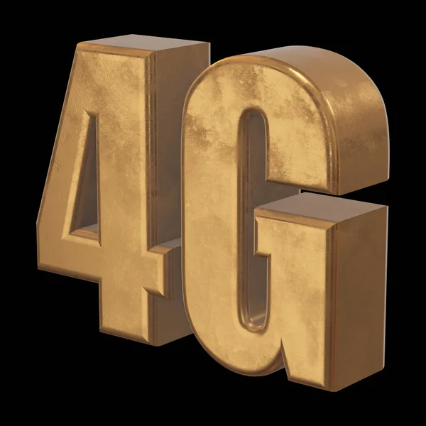 Ícone 4G de ouro 3D em preto — Fotografia de Stock