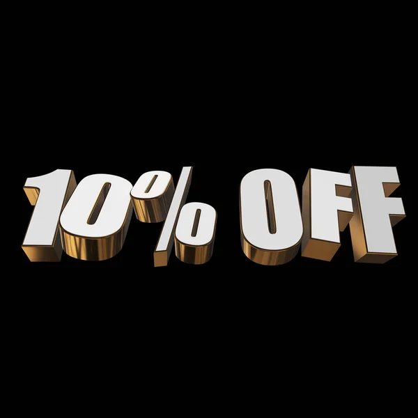 10 percent off 3d letters on black background — Stock Photo, Image