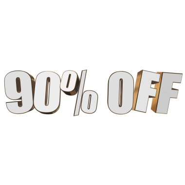 Beyaz arka plan üzerinde 3d harfleri kapalı % 90'ı