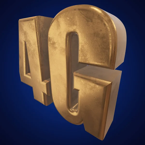 Icono 3D de oro 4G en azul —  Fotos de Stock