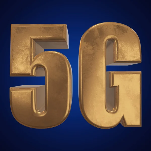 3D arany 5g ikon kék — Stock Fotó