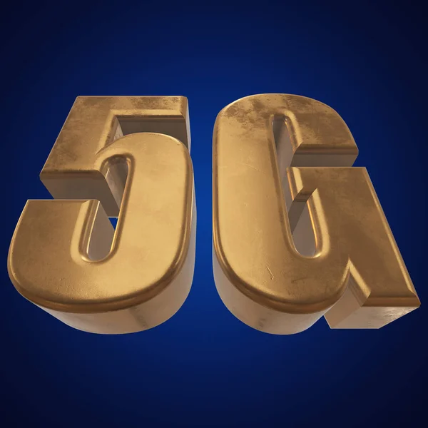 在蓝色的 3d 黄金 5 g 图标 — 图库照片