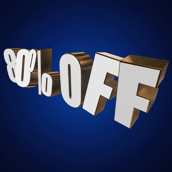 80 percent off 3d letters on blue background — Stock Photo, Image