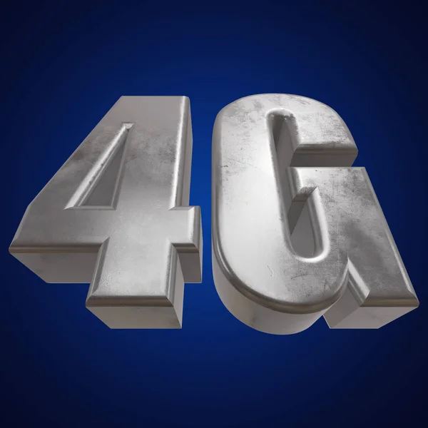 3D metal 4G icon on blue — Stock Photo, Image