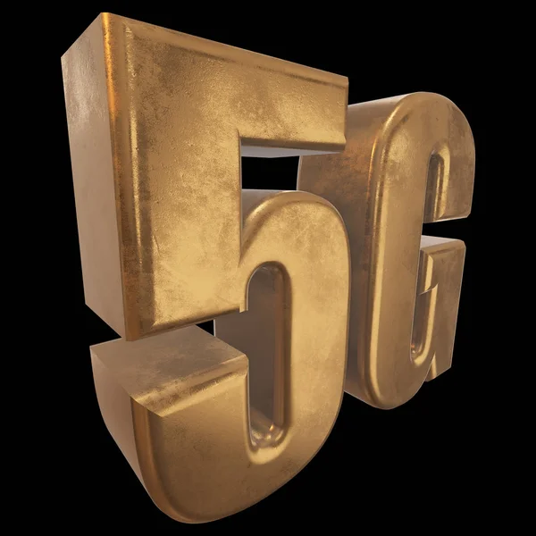 3D ikony złota 5g na czarny — Zdjęcie stockowe