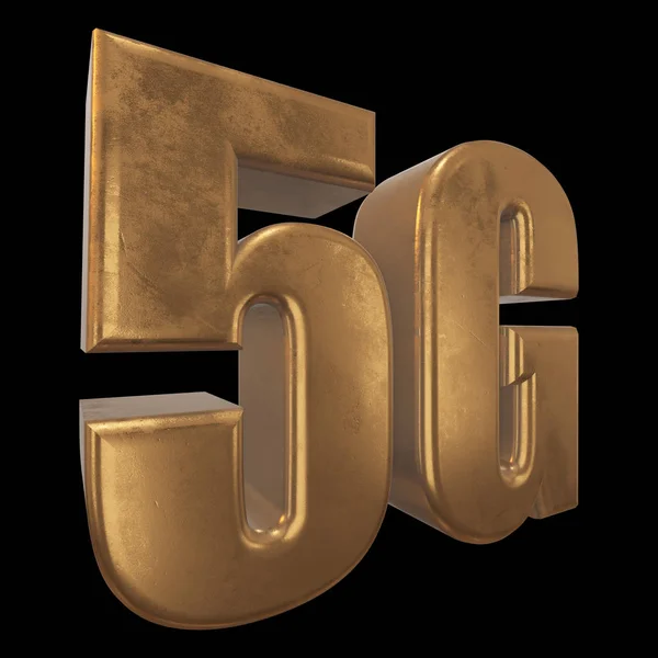 3D золота піктограма 5G на чорному — стокове фото