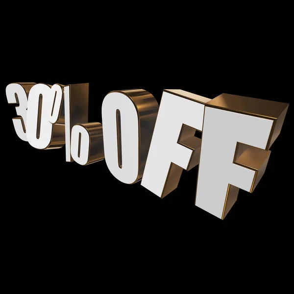 30 percent off 3d letters on black background — Stock Photo, Image