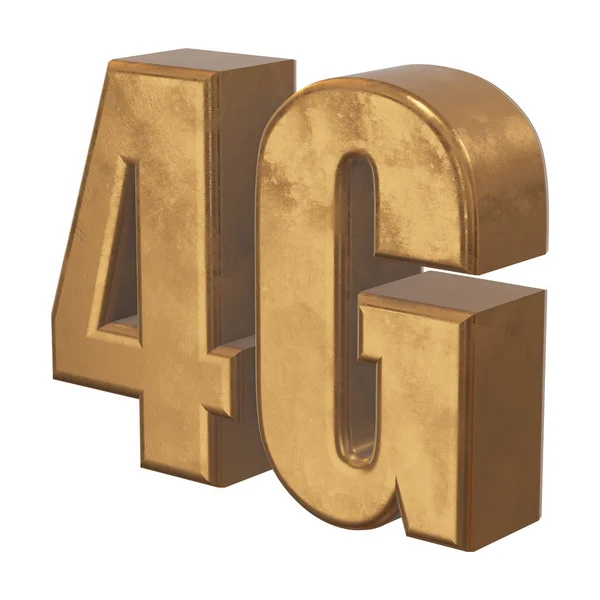 3D-gull-4G-ikon på hvitt – stockfoto