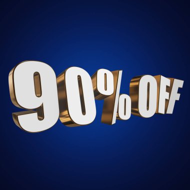 mavi arka plan üzerinde 3d harfleri kapalı % 90'ı