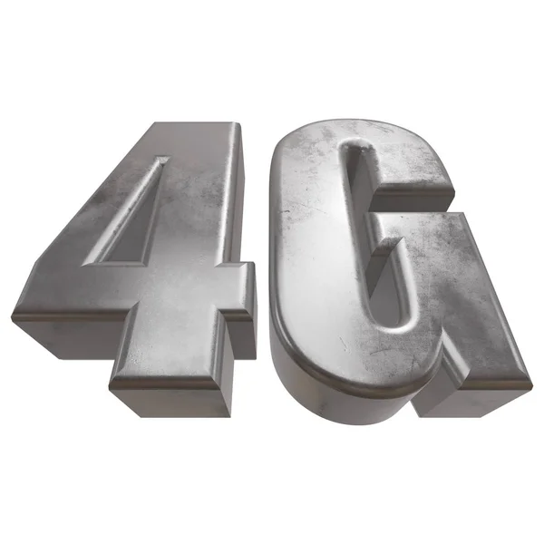Ícone 3D de metal 4G no branco — Fotografia de Stock