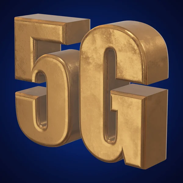 3D gold 5G icon on blue — Stock Photo, Image