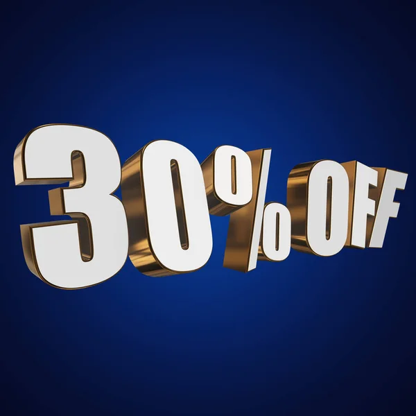 30 por cento fora de letras 3d no fundo azul — Fotografia de Stock