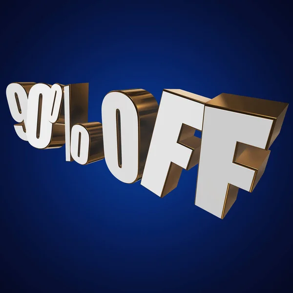 90 percent off 3d letters on blue background — Stock Photo, Image