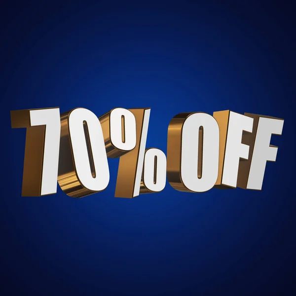 70 percent off 3d letters on blue background — Stock Photo, Image
