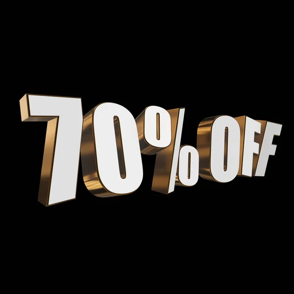 70 percent off 3d letters on black background — Stock Photo, Image