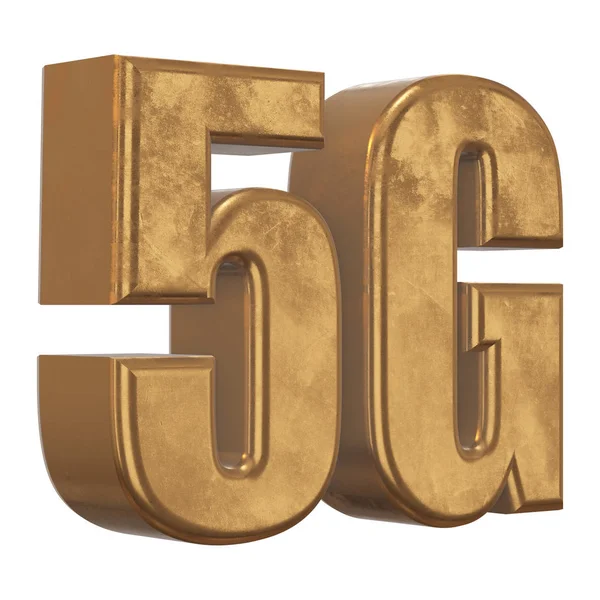 3D золота піктограма 5G на білому — стокове фото