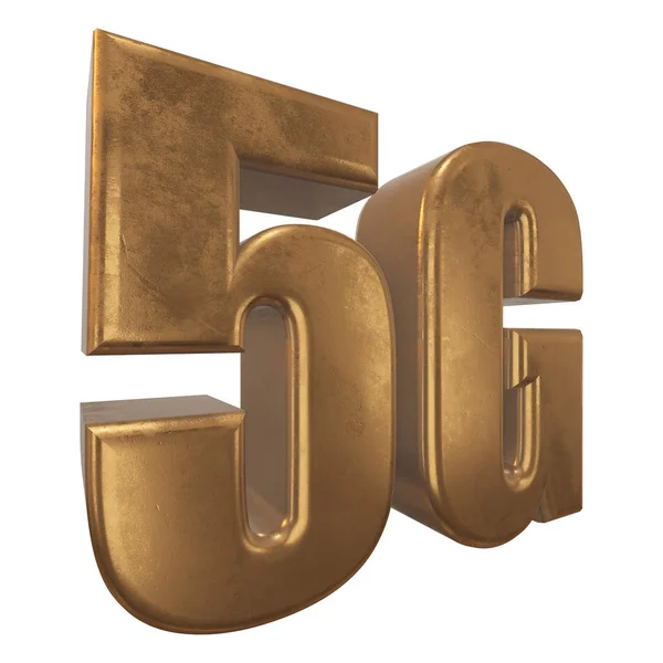 3D золота піктограма 5G на білому — стокове фото