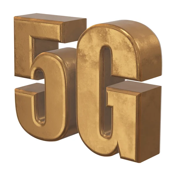 3D золота піктограма 5G на білому — стокове фото