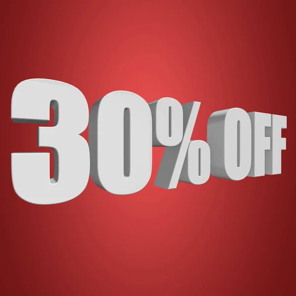 30 por cento fora de letras 3d no fundo vermelho — Fotografia de Stock