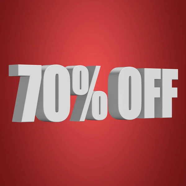 70 percent off 3d letters on red background — Stock Photo, Image
