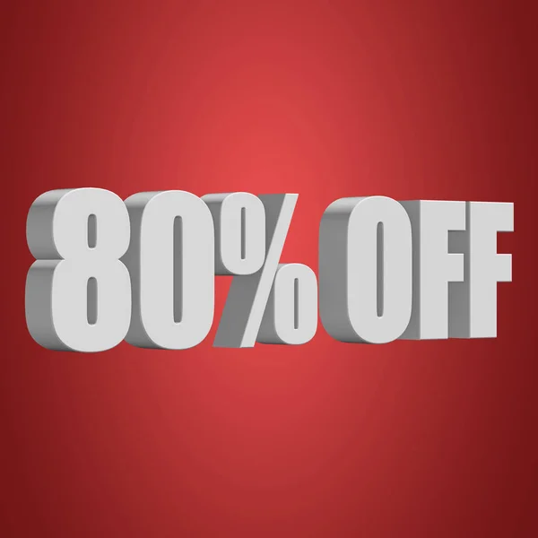 80 percent off 3d letters on red background — Stock Photo, Image