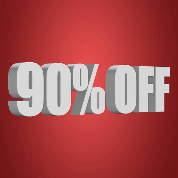 90 percent off 3d letters on red background — Stock Photo, Image