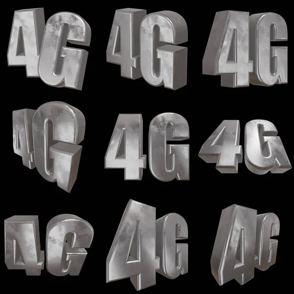 3D metal 4G icon on black — Stock Photo, Image