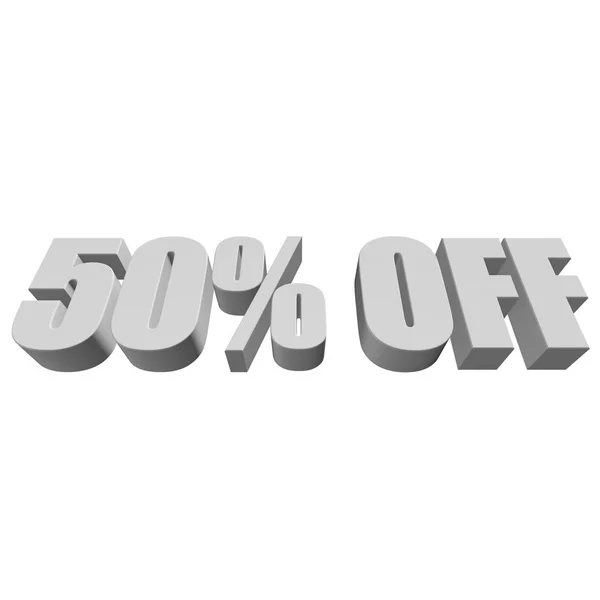 50 por cento fora de letras 3d no fundo branco — Fotografia de Stock