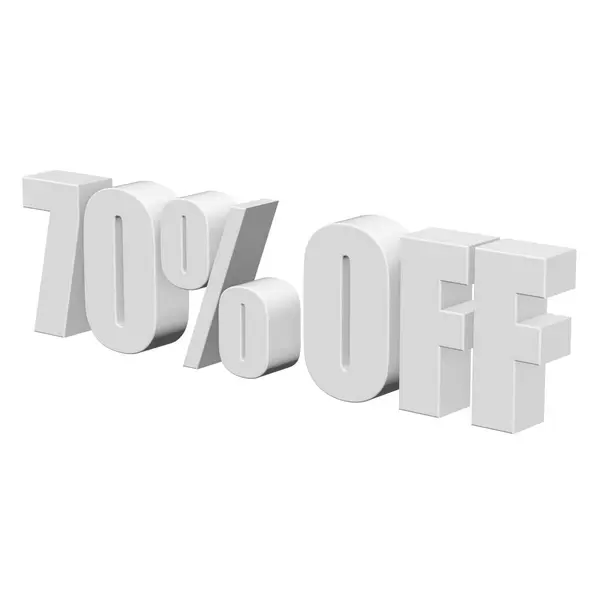 70 percent off 3d letters on white background — Stock Photo, Image