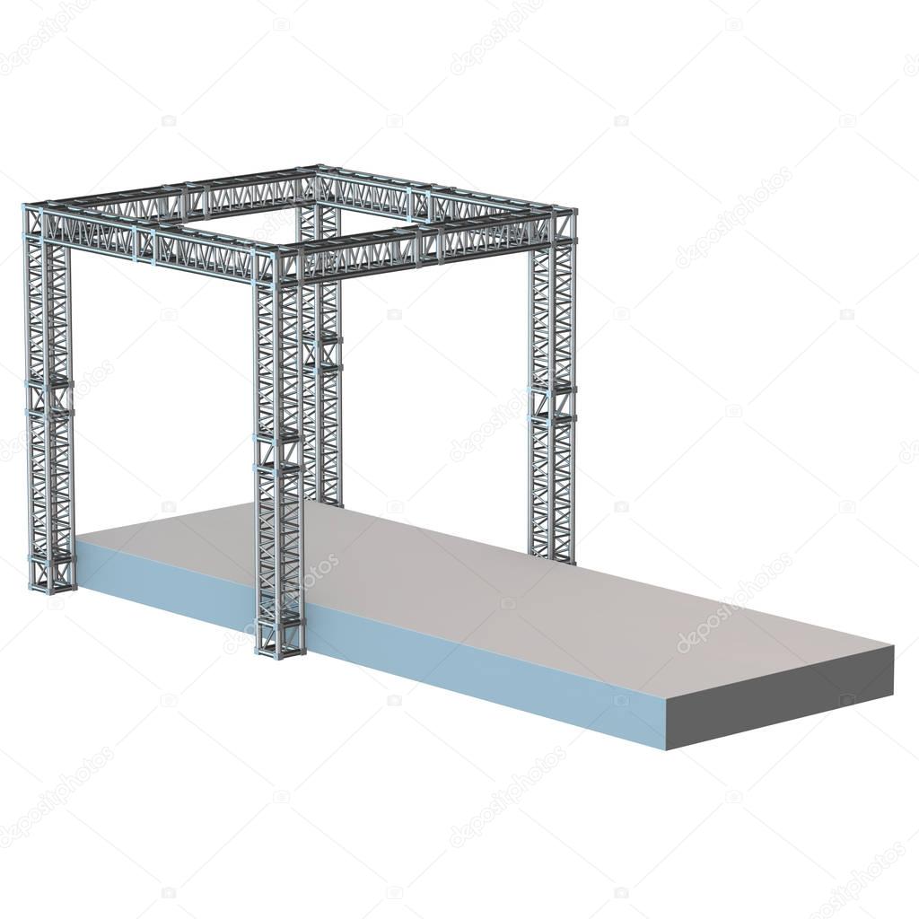 Steel truss girder rooftop construction