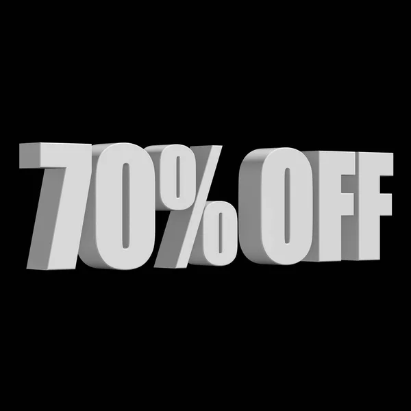 70 percent off 3d letters on black background — Stock Photo, Image