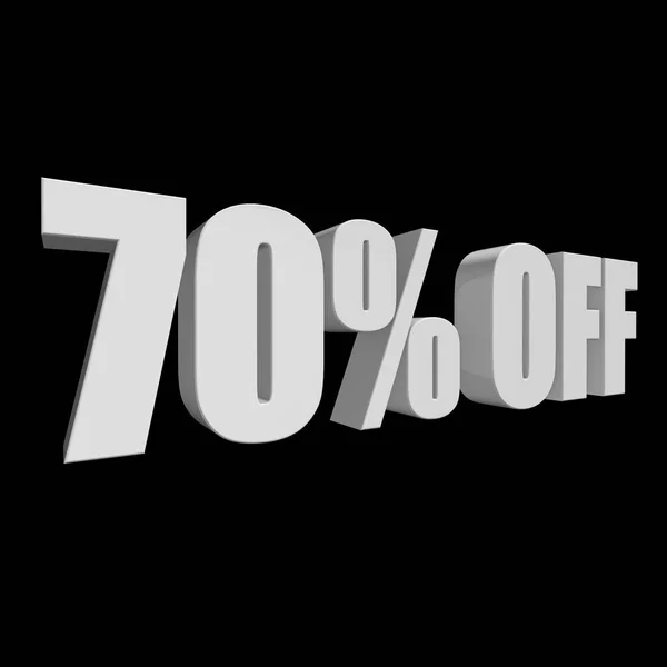 70 percent off 3d letters on black background — Stock Photo, Image