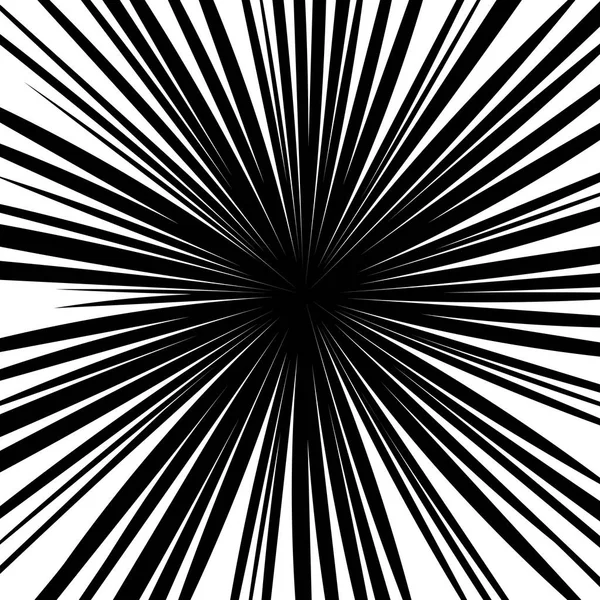 Comic book black and white radial lines background. — Stock Vector