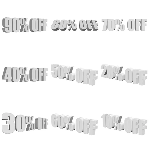 Procenten uit 3D-letters op witte achtergrond — Stockfoto