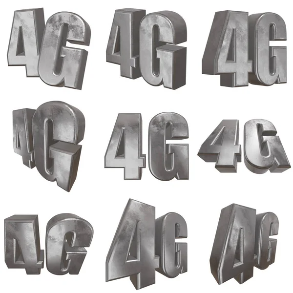 Icono 3D de metal 4G en blanco —  Fotos de Stock