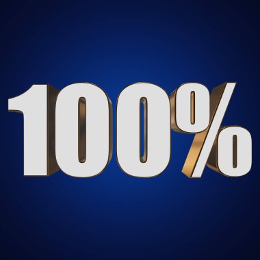 mavi arka plan üzerinde yüzde 100