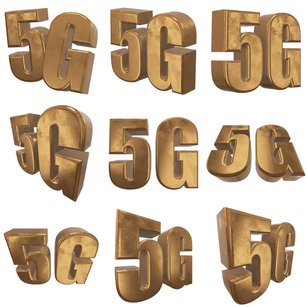 Icono 3D de oro 5G en blanco —  Fotos de Stock